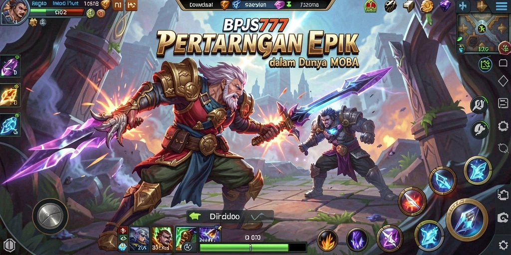 Tampilan gameplay epik dari BPJS777 dalam pertarungan MOBA.