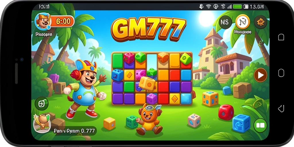 Tampilan gameplay GM777 yang penuh warna dan menantang.