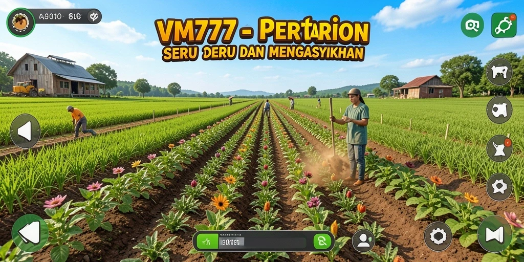 Tangkapan layar utama <strong>VM777</strong> menampilkan gameplay pertanian yang imersif dan menyenangkan.